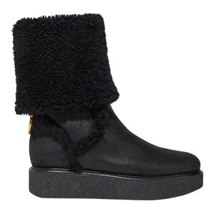 New! Salvatore Ferragamo Bonne shearling platform ankle boots